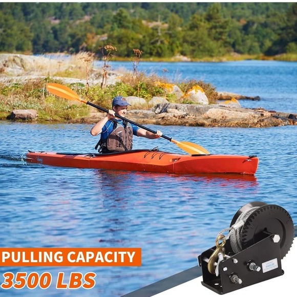 Dawot‎ Hand Crank Winch Boat Trailer 2500 lbs 22ft Strap Two-Way Ratchet Hook - Picture 4 of 10